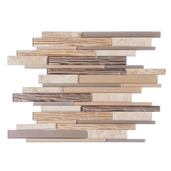 Apollo Tile Gray Beige 11.8 in x 11.8 in Glass, Stone Polished Floor and Wall Mosaic Tile 4.83 sqft/case, 5PK APLCAS88009A - main