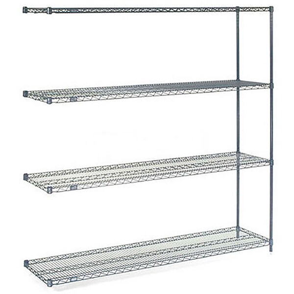 Global Industrial Nexel 4 Shelf, Nexelon Blue Wire Shelving Unit, Add On, 60"W x 21"D x 54"H B969879 - main