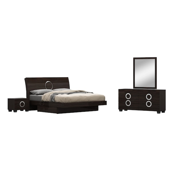 Homeroots Four Piece Wood Brown Solid Wood Bedroom Set With Mirror 343983 - main