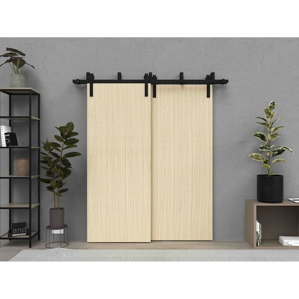 Sartodoors Barn Bypass Doors with 6.6ft Hardware, Planum 0010 Vertical Natural Veneer, Sturdy Heavy Duty Rails PLANUM0010BBB-VSH-4896 - main