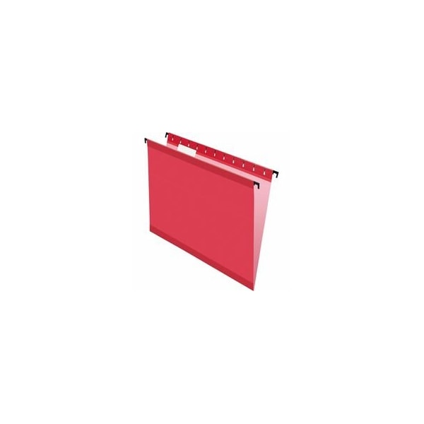 Pendaflex SureHook 1/5 Tab Cut Letter Recycled Hanging Folder, 8 1/2in x 11in, Red, Acid-free, Durable, 20PK 615215RED - main
