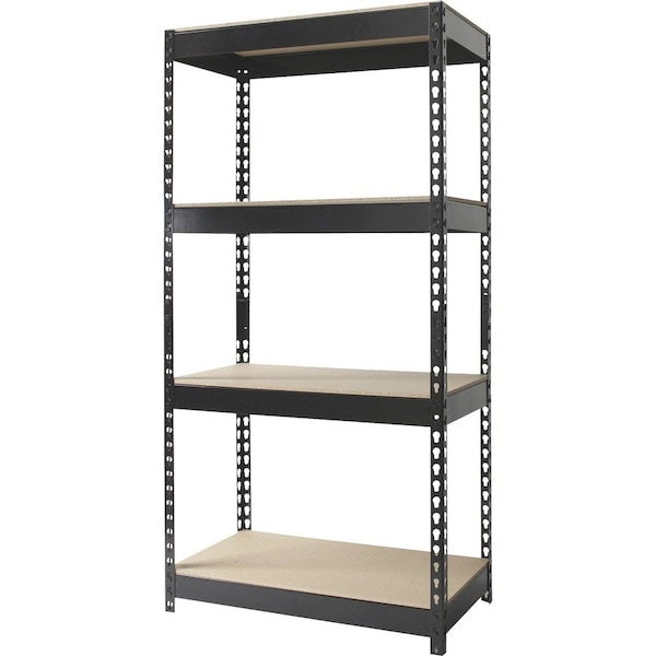 Hirsh 3800 Riveted Steel Shelving 4-Shelf Unit, 16D x 30W x 60H, Black 17125 - main