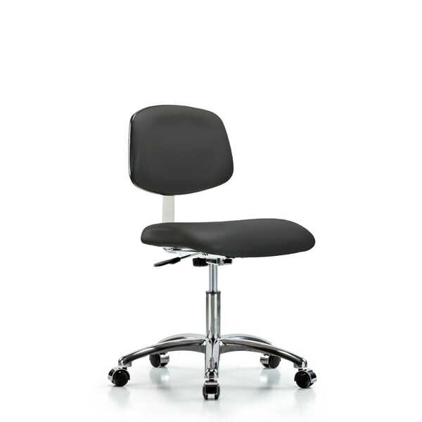 Blue Ridge Ergonomics Clean Room Chair Desk Chair, Vinyl, Chrm, Casters, Gry, CL10, 18" to 23" Height, Vinyl, Charcoal BR-CLR-VDHCH-CR-CC-8605 - main