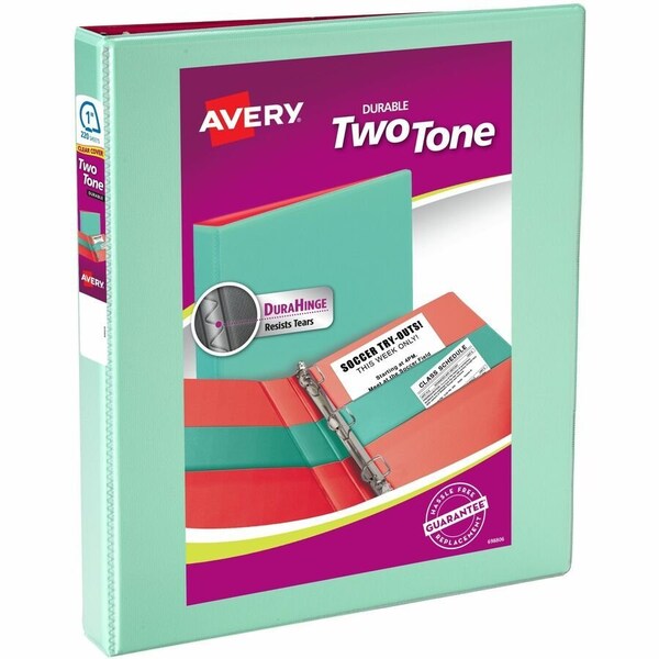 Avery Two-Tone Durable View Binder, Mint/Coral 17288 - main