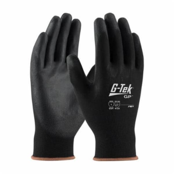 G-Tek General Purpose Gloves, Coated, Large, Polyurethane Palm, Nylon, Gray, Continuous Knit Wrist Cuff 33-B125/L - main