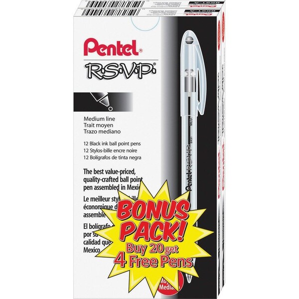 Pentel Pen, Rsvp, Bp, Med, Bk, PK24 BK91ASWUS - main