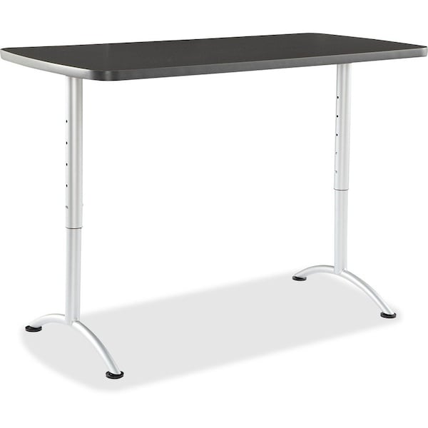 Iceberg ARC Adjustable Table, Granite Thermal Fused Melamine Top, Silver Steel Frame, 30 in D x 60 in W 69317 - main