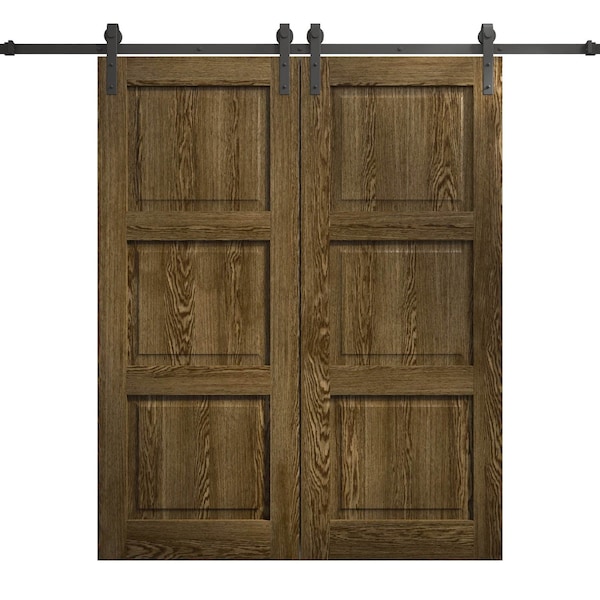 Sartodoors Modern Double Barn Door 36 x 80 inches, Ego 5010 Marble Oak, 13FT Rail Track Set, Solid Panel Int EGO5010DB-DMR-36 - main