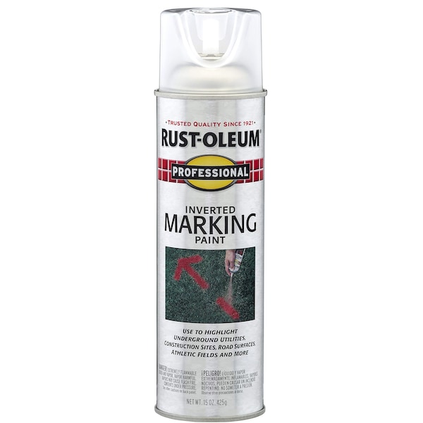 Rust-Oleum Professional Inverted Marking Spray Paint, Clear, 15 oz 2596838 - main