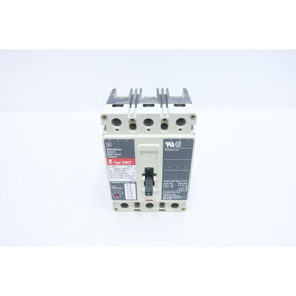 Westinghouse Molded Case Circuit Breaker 600V-Ac 15A 3P 250V-Dc HMCP015E0C - main