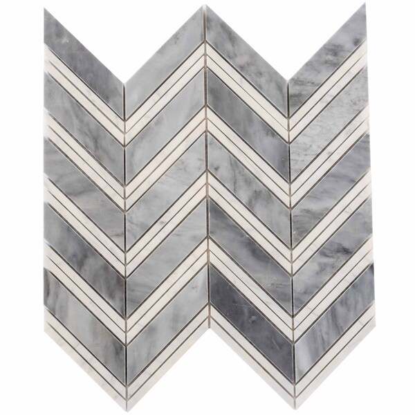 Apollo Tile 11x12 Bardiglio Nuvolato, Bianco Carrara Marble Floor and Wall Mosaic Tile 4.51 sqft/case, 5PK APLKB88CV01A - main