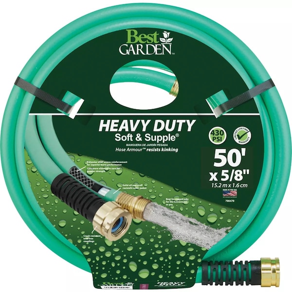 Best Garden 5/8'' Dia. x 50 Ft. L. Heavy-Duty Soft & Supple Garden Hose CDBSS58050 - main