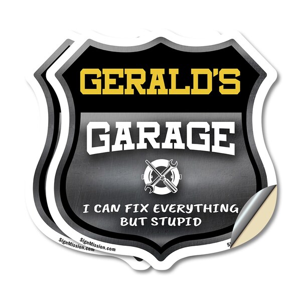 Signmission Gerald's Garage I Can Fix Everything But Stupid, 4 inch X 4 inch, Vinyl Decal, 2PK SHI-D-2PACK-4-490-GERALD - main