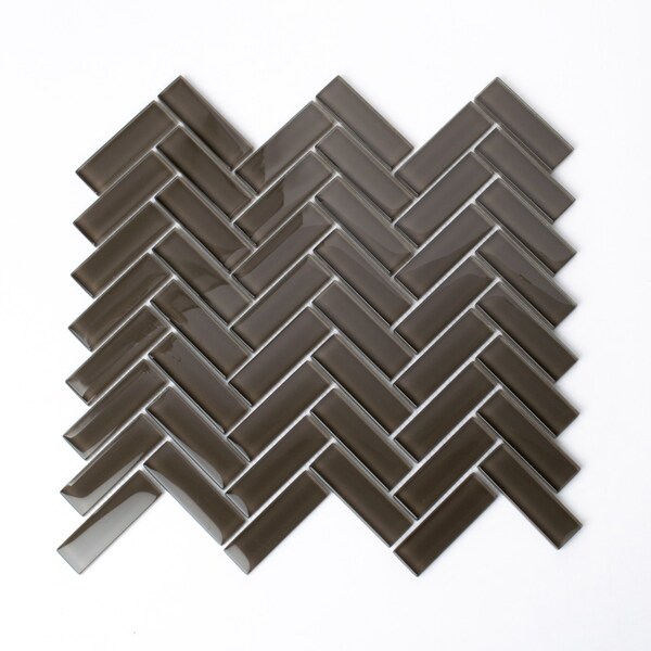 Apollo Tile Ash Gray 11 in x 12.6 in Glass Glossy Floor and Wall Mosaic Tile 4.81 sqft/case, 5PK APLHB88098A - main