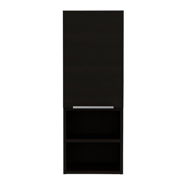 Homeroots 12" Black Wood Floating Single Door Bathroom Vanity And Medicine Cabinet 543607 - main