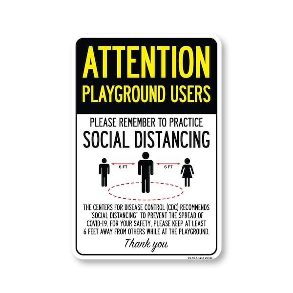 Signmission Public Safety, Playground Users Practice Social Distancing, 18in X 12in Aluminum, OS-NS-A-1218-25413 OS-NS-A-1218-25413 - main