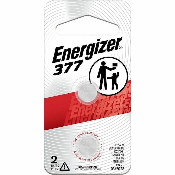 Energizer Silver Oxide 377 1.5 V Electronic/Watch Battery 2 pk 377BPZ-2 - main