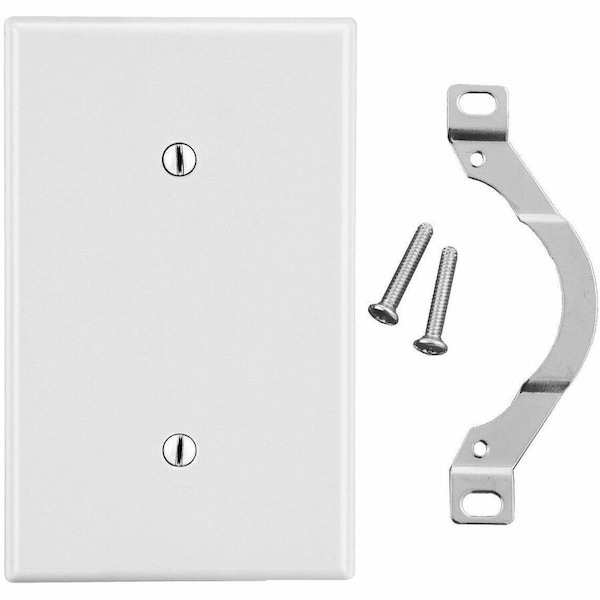 Hubbell Wiring Device-Kellems Blank Strap Mount Wall Plate, Number of Gangs: 1 Plastic, Satin Finish, White P14W - main