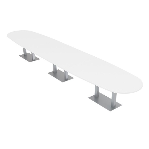 Skutchi Designs Boval Conference Table With Power Unit, 48 in W, 192 in L, White HAR-BOVL-48X192-DOU-W960-NA - main