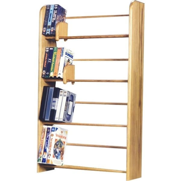 Wood Shed 405 Solid Oak 4 Row Dowel DVD-VHS Rack 405 - main