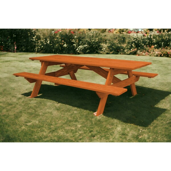 Homeroots 94" Red Solid Wood Outdoor Picnic Table 525001 - main