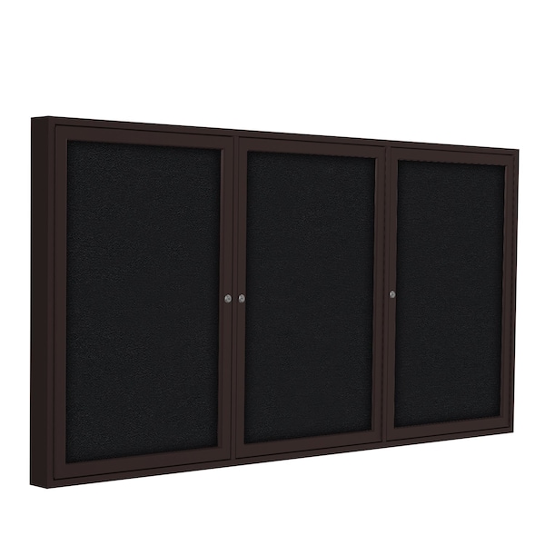 Ghent 3 Door Enclosed Fabric Bulletin Board, Bronze Aluminum Frame, 4'H x 8'W, Black PB34896F-95 - main