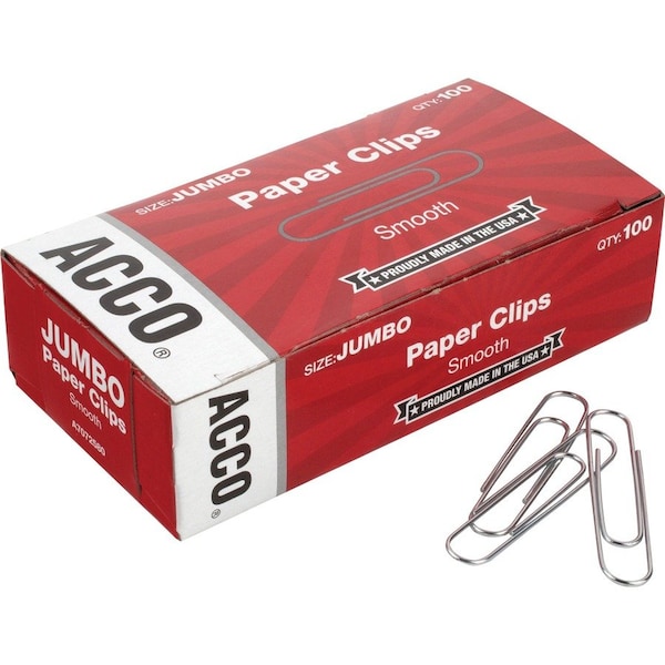 Acco Paper Clip, Silver, Steel Wire, PK1000 ACC72580 - main