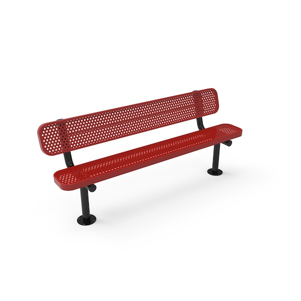 Mytcoat 6ft Outdoor Bench with Back, Surface Mount, Red, Punched Steel, Textured Coating 804216 - main