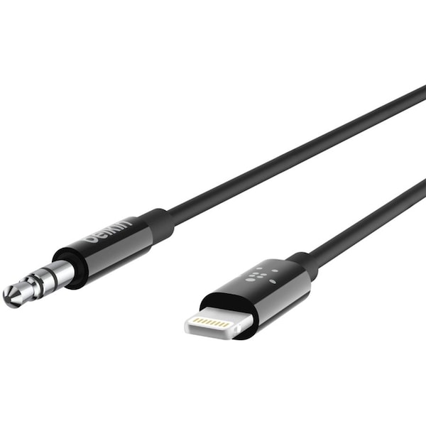Belkin 3.5 MM AUDIO CABLE WITH LIGHTNING CONNECTOR 6 FEET BLACK AV10172BT06-BLK - main