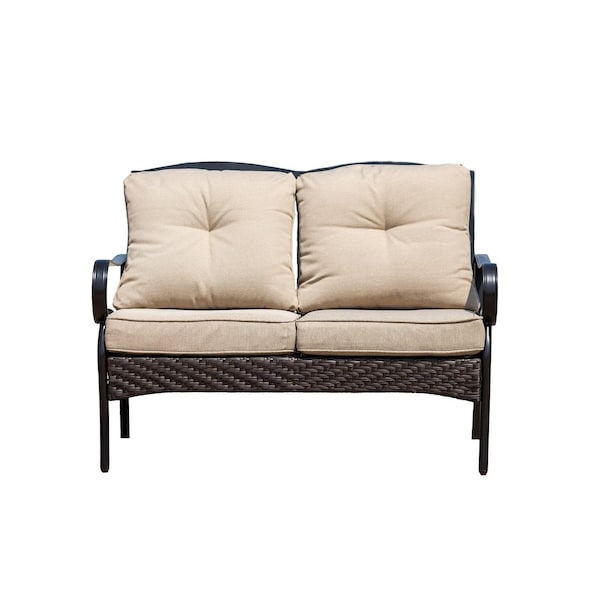Homeroots 48" Beige Polyester Blend Sofa With Black Legs 374052 - main