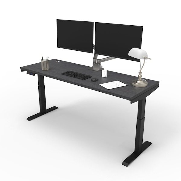 We'Re It Electric Sit Stand Desk, 46.25 H, 24 W X Laminate wood, metal, Black, Burnt Strand VL22BLK7224-6307 - main