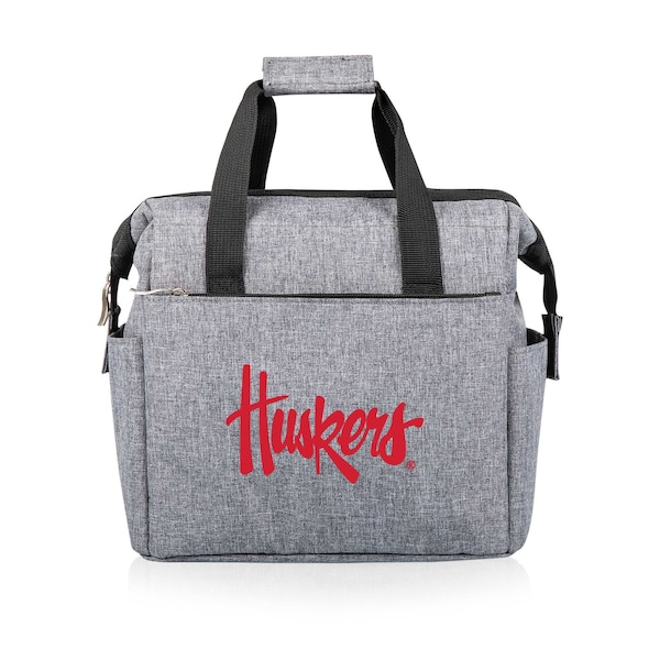 Picnic Time Family Of Brands NCAA Nebraska Cornhuskers On The Go Lunch Bag Cooler - Soft Cooler Lunch Box, Heathered Gray 510-00-105-404-0 - main