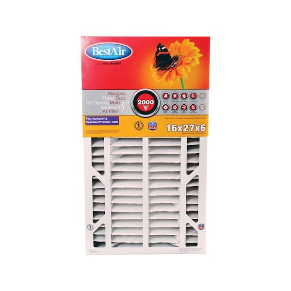 Bestair 27 x 16 x 6 in. Pleated Air Filter, 2PK 4765962 - main