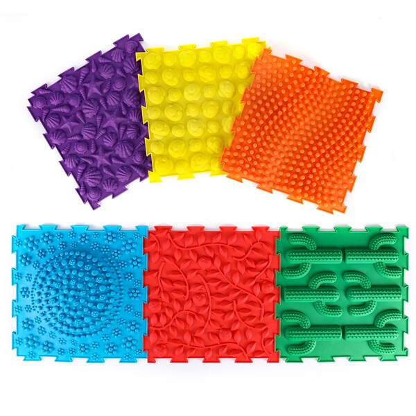 Kore Design Locking Sensory Tactile Tiles, Assorted Colors, 6-Piece Set KDKS-1240 - main