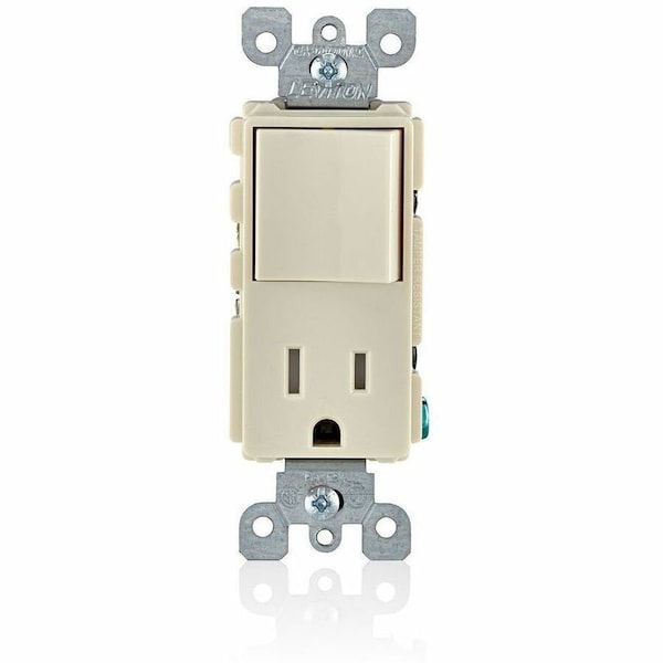 Leviton Decora AC Combination Switch, 15 Amp, 120 Volt, Light Almond 5625-TSP - main