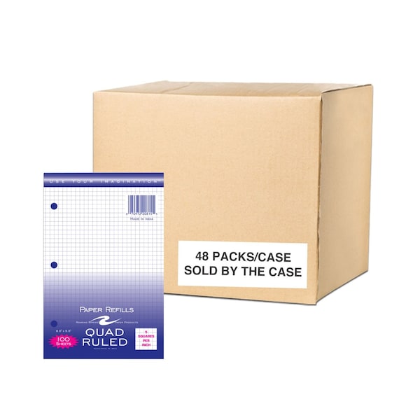 Roaring Spring Case of Loose Leaf Graph Paper, 100 sht/pk, 8.5"x5.5", 5x5 Graph Ruled Filler Paper, 3-hole Punched 20815cs - main