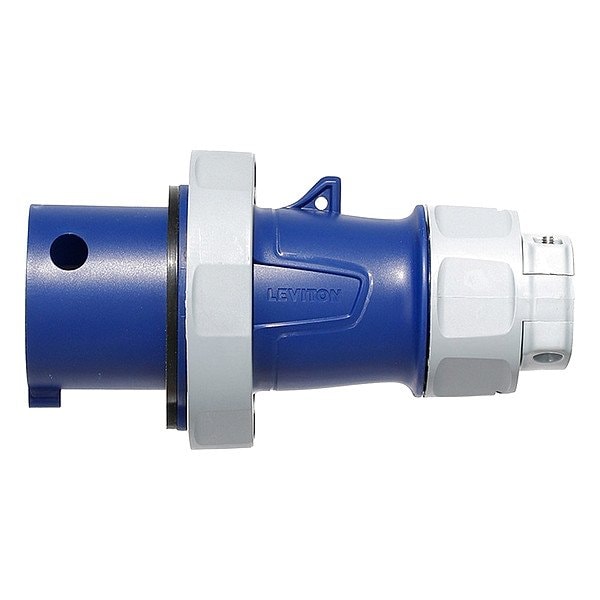 Leviton Pin & Sleeve Plug, 30/32 A, 250V AC, Single Phase, 2 Pole, IEC Grounding, Blue, NEMA 3R, 4X, 6P, 12 330P6WLEV - main