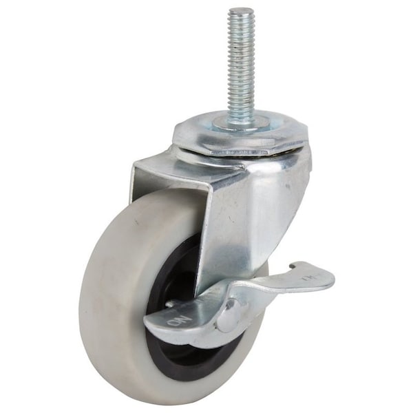 Prosource Swivel Caster with Brake, 3 in Dia Wheel, 3 in W Wheel, Thermoplastic Rubber Wheel, Gray, 130 lb JC-N08-G - main