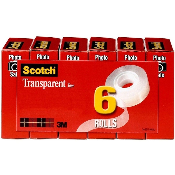 Scotch Transparent Tap - 3/4"W, 36 yd L, Clear, 6 PK MMM6006PK - main
