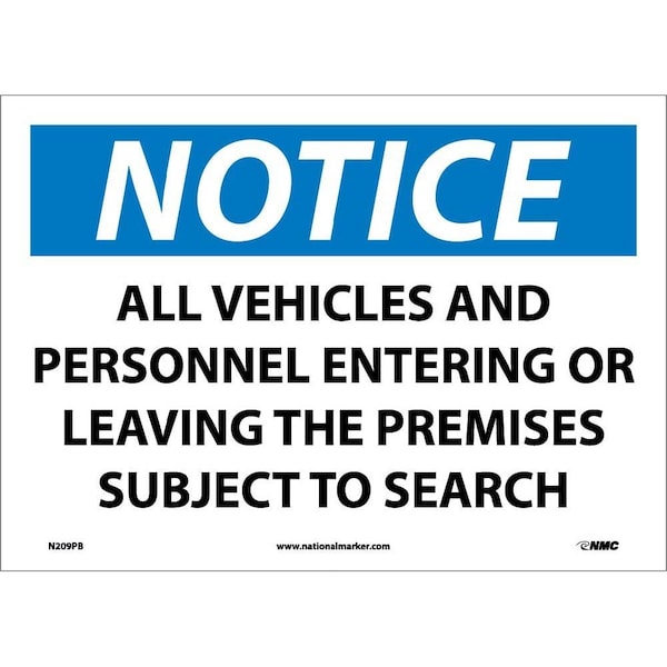 Nmc Notice Subject To Search Sign, N209PB N209PB - main