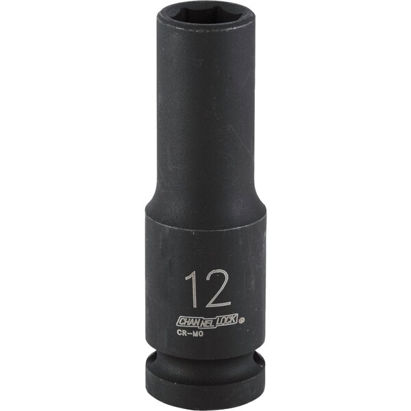 Channellock 1/2'' Drive 12 mm 6-Point Deep Metric Impact Socket 302897 - main