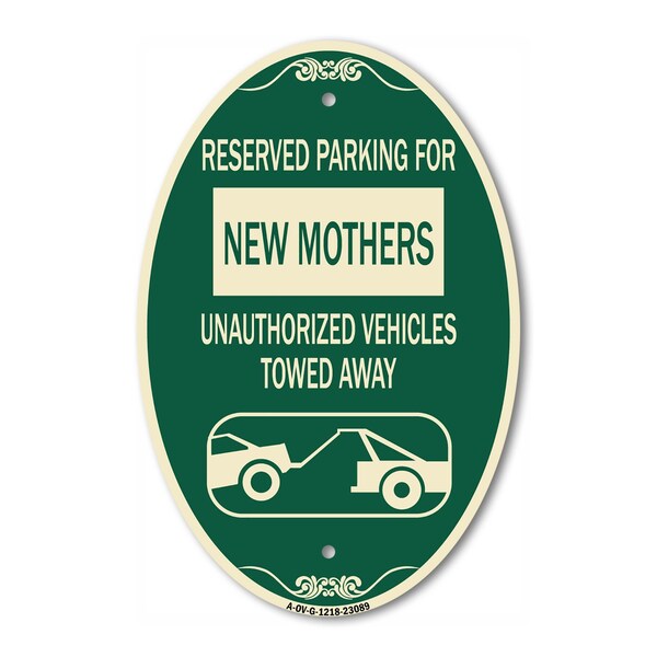 Signmission Reserved Parking for New Mothers Unauthorized, 12 In X 18 In Architectural, Heavy Gauge Aluminum A-OV-G-1218-23089 - main