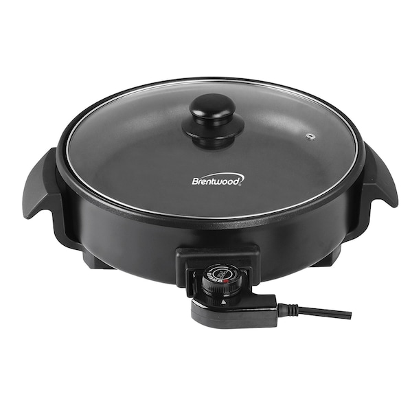 Brentwood Industries 12 inch Round Non-Stick Electric Skillet with Vented Glass Lid in Black SK-67BK - main