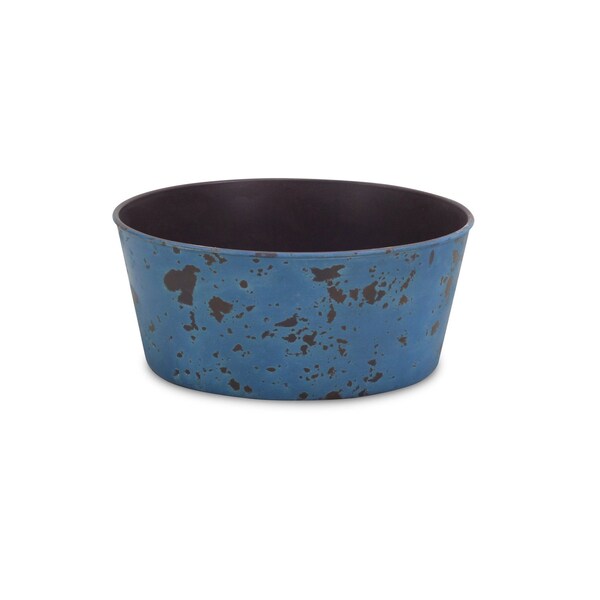 Homeroots 10in Blue Recycled Plastic Indoor Outdoor Round Pot Planter 488297 - main