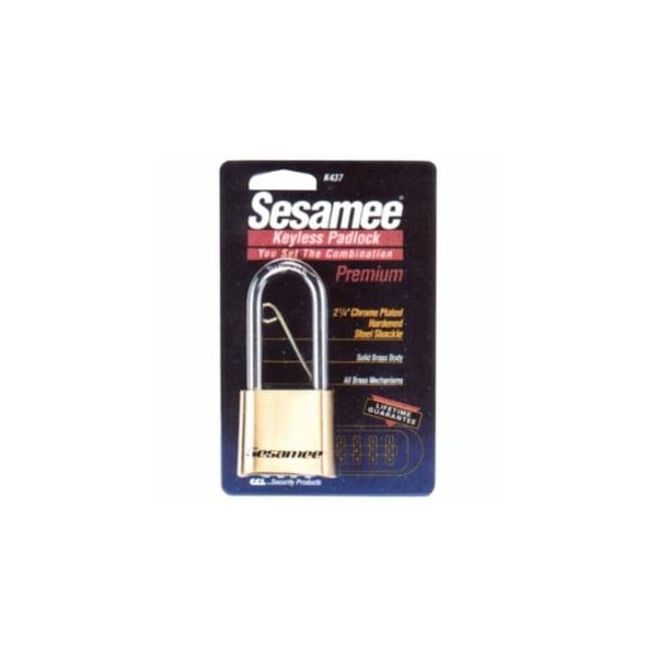 Ccl Sesamee Keyless Padlock, 5/16 in Shackle dia, 2-1/4 in L x 1 in W, Brass, Carded 197-K437 - main