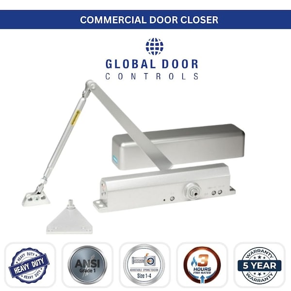Global Door Controls Commercial Grade 1 Full Cover ADA Door Closer in Aluminum - Sizes 1-4 TC611-AL - main