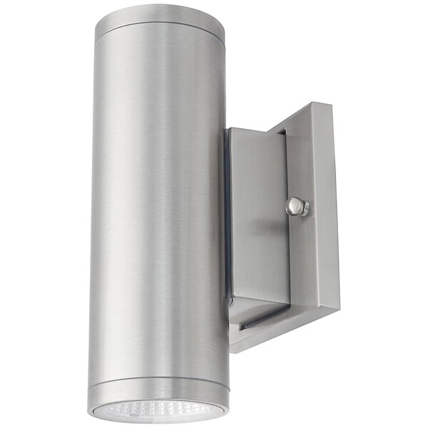 Sunlite 8in. Brushed Nickel LED Outdoor Tubular Wall Sconce Light Fixture, 1800 Lumens, 30K/40K/50K 49205-SU - main