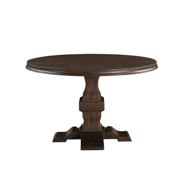 Homeroots 48" Brown Solid Wood Pedestal Base Round Top Dining Table 565243 - main