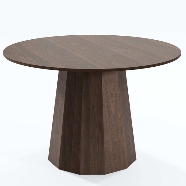 Homeroots 46" Brown Wood Pedestal Base Round Top Dining Table 720959 - main