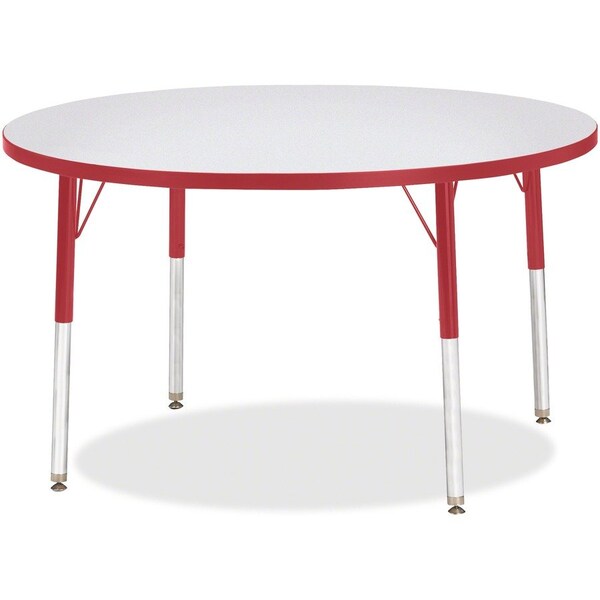 Jonti-Craft Berries Round Activity Table, 42 in. Diameter, E-height, Freckled Gray/Red/Gray 6468JCE008 - main